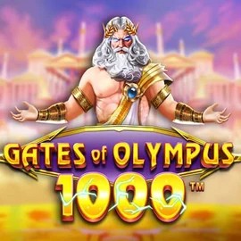 Gates of Olympus 1000 online game logo by Pragmatic Play on maneki-casino.net